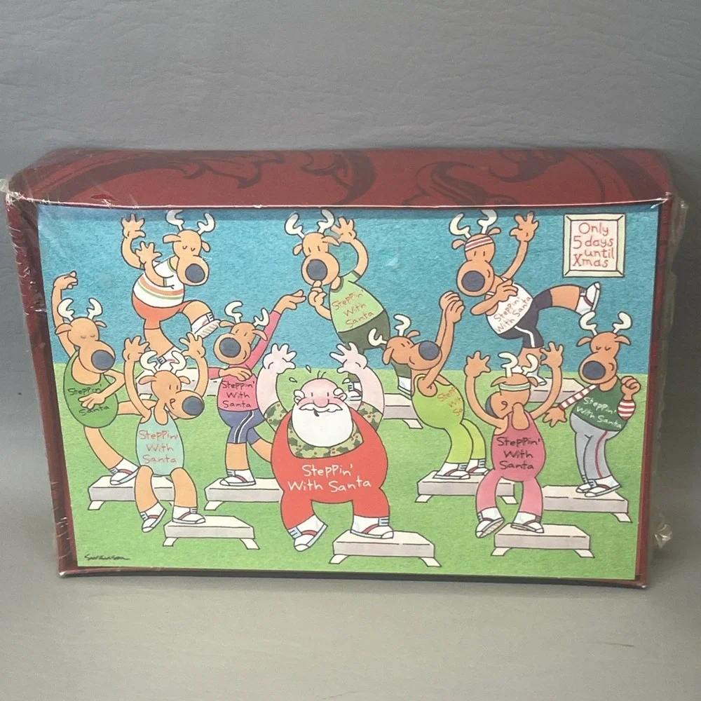 Gibson Santa Workout Vintage Christmas Cards Set of 20 NOS Made in USA Sealed